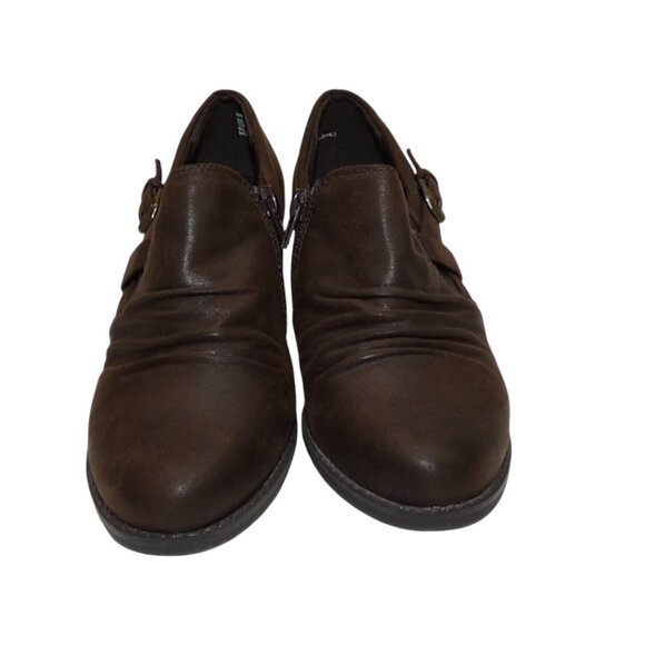 Wear Ever Ramsee Brown Ruched Buckle Booties Goblincore Librarian Nomadic Sz 6 - Picture 3 of 10